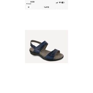 SAS Nudu Adjustable Comfort Sandal Navy Leather Made USA Size 11 N 158.00